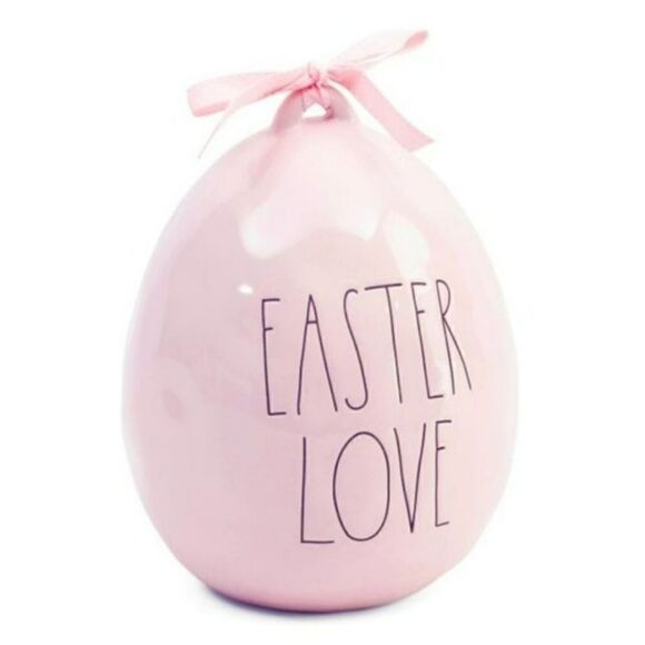 NWT Rae Dunn 9.5in Ceramic Easter Love Egg Pink - Picture 1 of 2